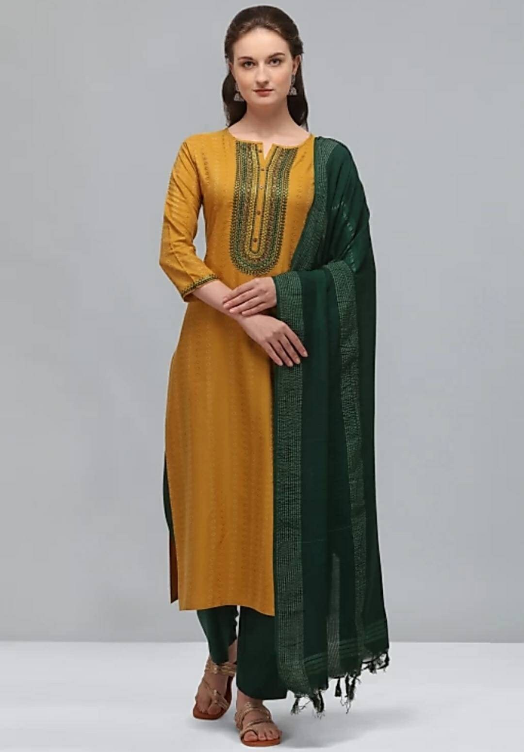 Pale Yellow - 3-Piece Dress Set (kurta sets) – Medium to 2XL