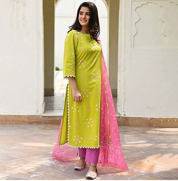 Women Cotton Straight Printed Kurta 