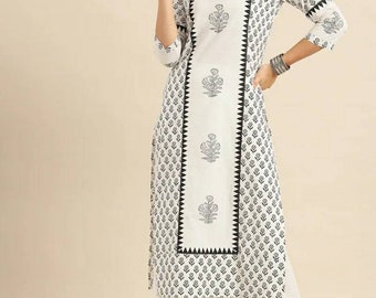 Designer pakistanais Beautiful Partywear White Yoke Design Regular 2 Piece Kurti Palazzo Pour Femmes Wedding & Festive Wear Summer Dress