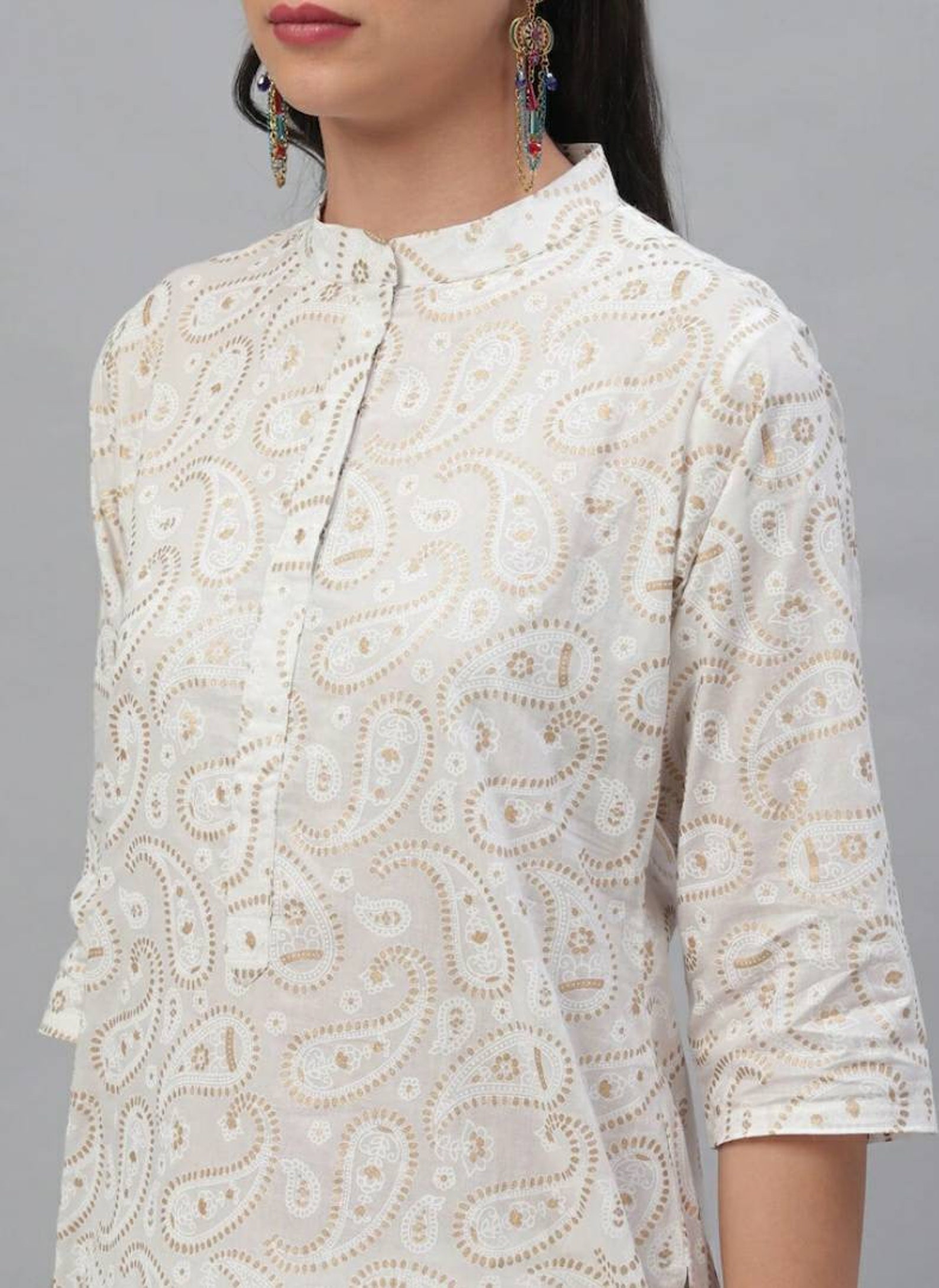 Kurta Set Cream Colour Kurta With Palazzos White Dress For Etsy