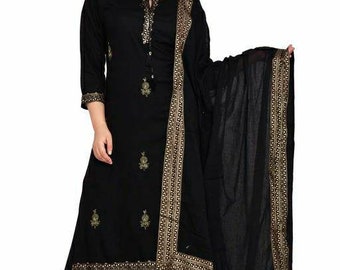 Kurta Set For Women - Rayon A-line Zari Work Long Kurti With Palazzos - Indian Dress - Party Wedding - Plus Size XXXL 3XL