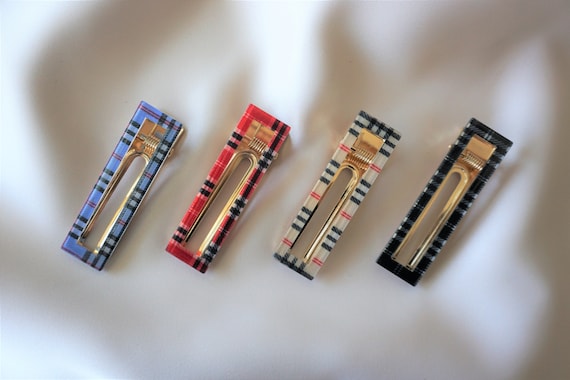Plaid Hair Clip | Rectangle Shape Alligator Style Resin Hair  display picture 2