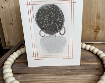 Black Art Card | African American greeting card | Handmade Card | Card with Envelope  | Folded watercolor Cards | Afro | Eph 2:10 scripture