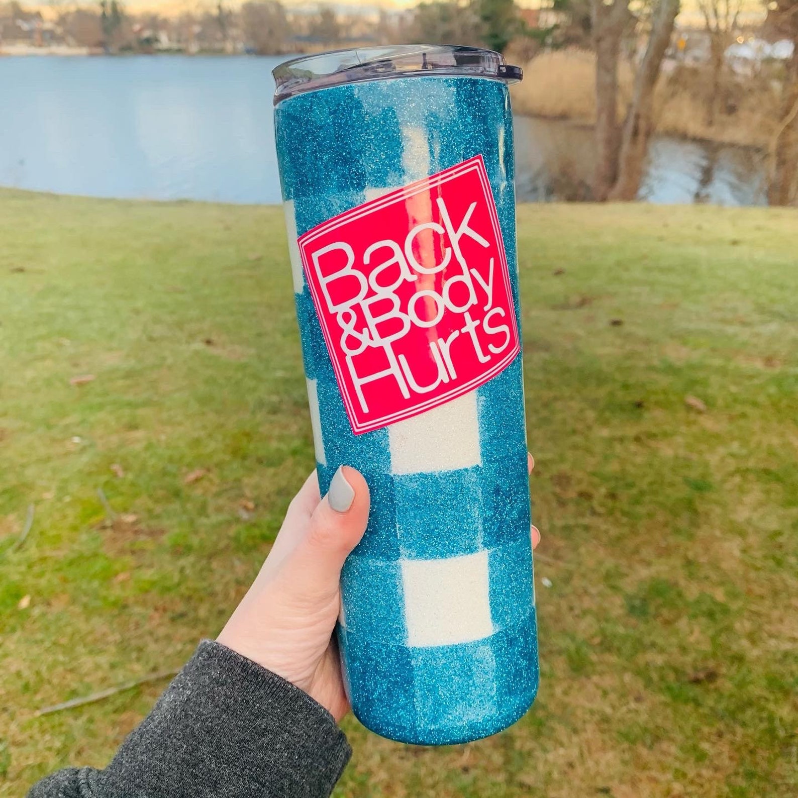 Glitter Tumbler Bath and Body Works Plaid Tumbler Blue Etsy