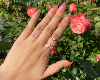 Celestial Princess—Peach Jelly Glitter Press On Nails
