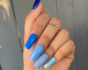 Cooling—Blue Gradient Basic Press On Nails