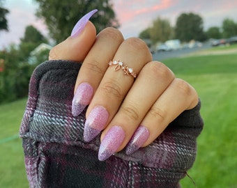Moon Dancer—Purple Jelly Glitter Press On Nails