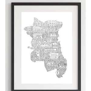 Regalo per la nuova casa • Regalo per l'inaugurazione della casa • Stampa Peckham • Stampa monocromatica • Stampa per la casa • Stampa in bianco e nero di Londra • Stampa della mappa • Prima casa