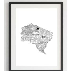 Novo presente para casa • Presente de inauguração • Estampa Balham • Impressão monocromática • Impressão para casa • Impressão em preto e branco de Londres • Impressão de mapa • Primeira casa