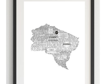 New Home Gift • House Warming Gift•  Balham Print • Monochrome Print• Home Print• London Black and White Print• Map Print • First Home