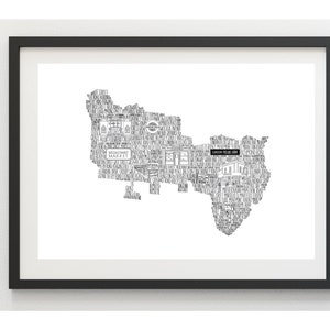 New Home Gift • House Warming Gift• London Fields Print • Monochrome Print• Home Print• London Black and White Print• Map Print • First Home