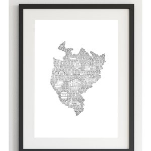 STAMPA PENGE • Regalo per la nuova casa • Regalo per l'inaugurazione della casa • Stampa monocromatica • Stampa per la casa • Stampa in bianco e nero di Londra • Stampa della mappa • Prima casa