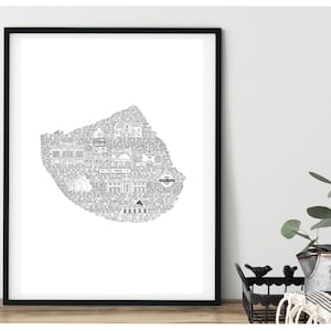Nieuw huiscadeau • House Warming Gift • Fulham print • Monochrome print • Home print • Londen zwart-wit print • Kaartprint • Eerste huis