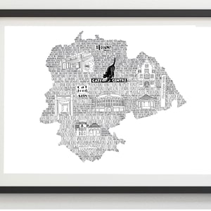 Nieuw huiscadeau • House Warming Gift • Catford print • Monochrome print • Home print • Londen zwart-wit print • Kaartprint • Eerste huis