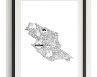 New Home Gift • House Warming Gift•  Bermondsey Print • Monochrome Print• Home Print• London Black and White Print• Map Print • First Home