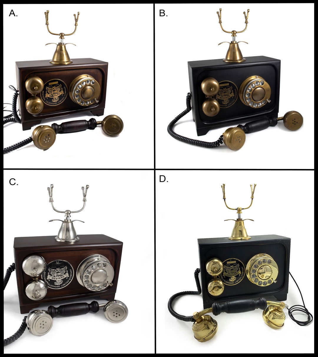 Vintage Style Telephone Decor Western Company Tabletop Wooden Rotatory Dial Phone Gift for