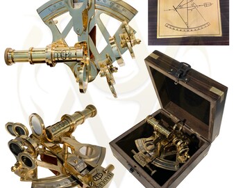Nautical Collection Gifts London Maritime Brass Ship Sextant with Glass Wood Box Gift Nautical Collection Gifts London Maritime Brass Ship Sextant with Glass Wood Box Gift