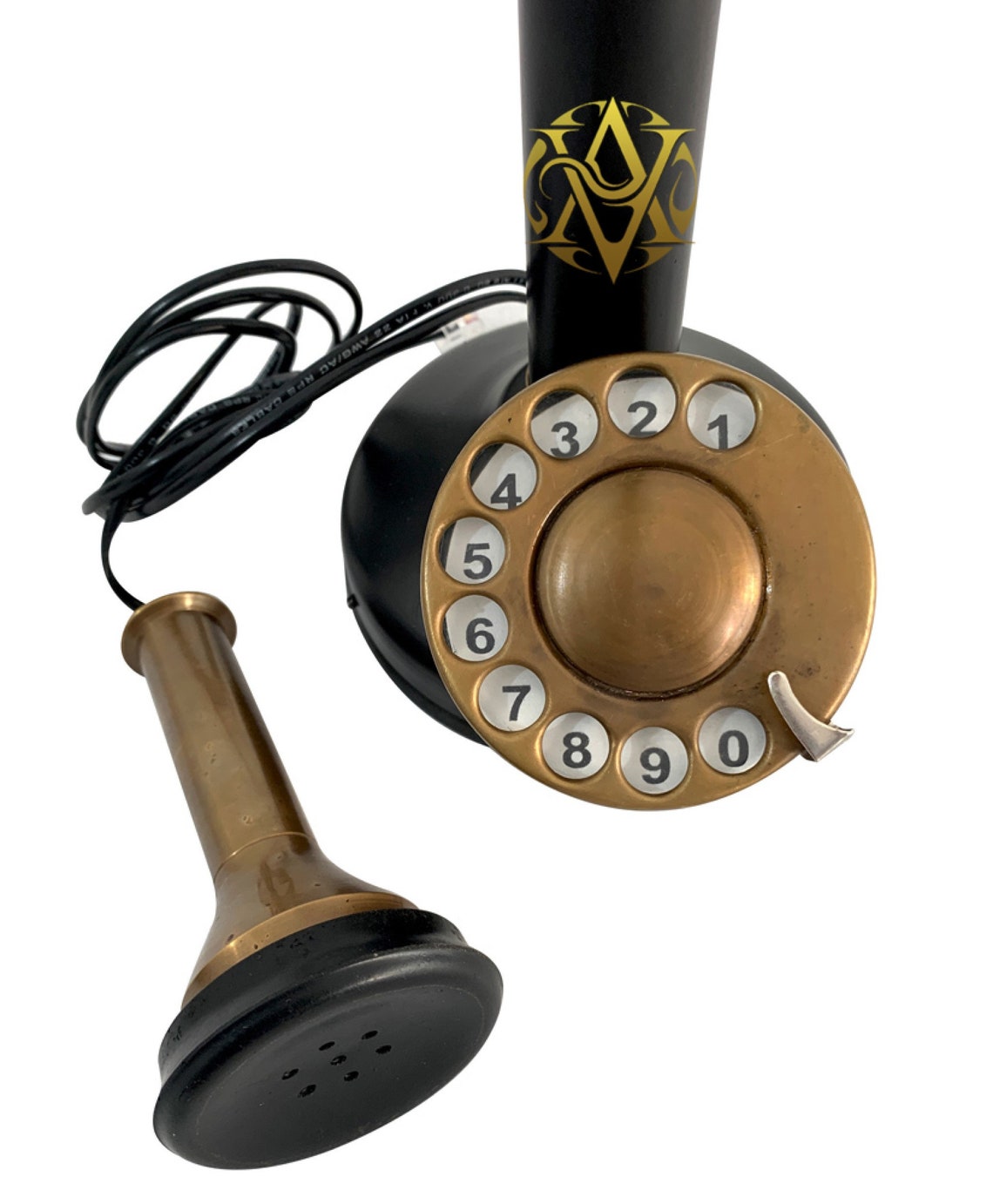 Brass Candlestick Phone Old Fashioned Dialing Telephone Etsy