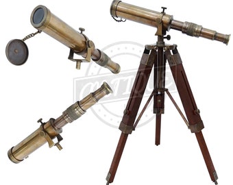 FatherDay Double-Barrel-Telescope-with-Standing-Wood-Tripod-Standing-house-de 