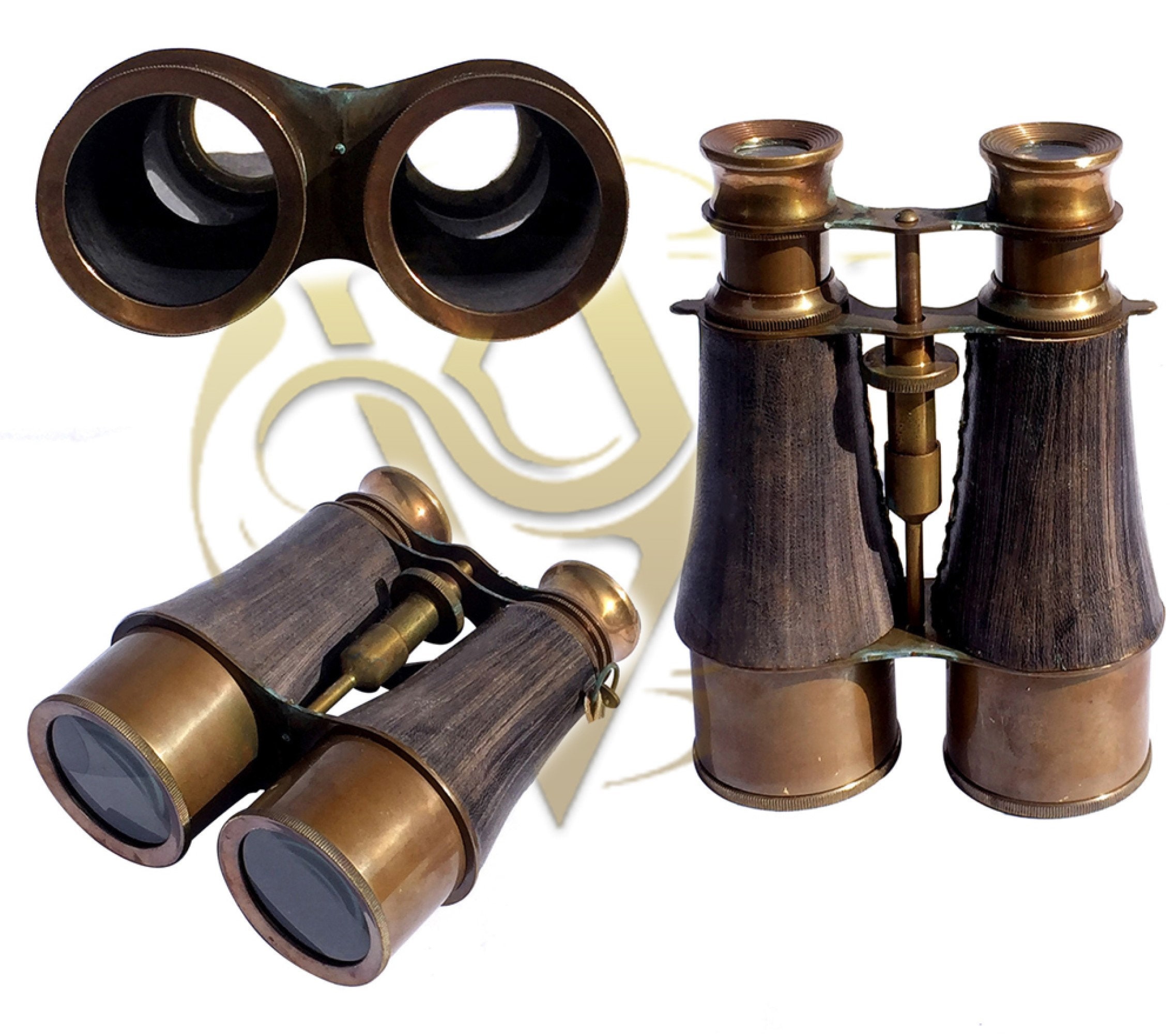 Antique Nautical Brass Binocular Leather Cover Vintage Etsy