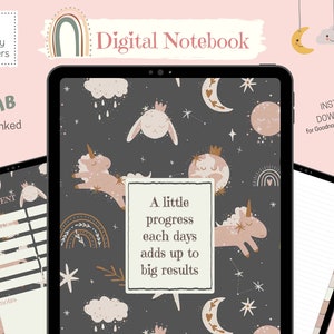 Boho Digital Notebook, 12 Tabs, Digital Journal, Goodnotes, iPad planner
