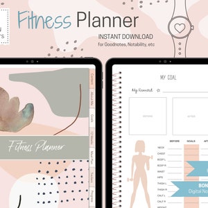 Digital Fitness Planner, Weight Loss Journal, 12 Weeks Fitness Planner, Workout Planner
