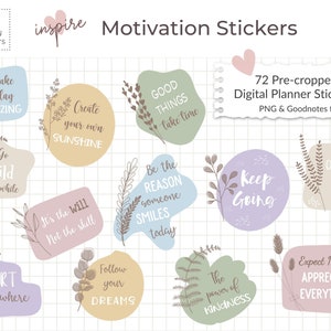 Digital Stickers, Digital Planner Stickers, Digital Stickers Goodnotes, Pre-cropped Stickers, Positive Digital Stickers
