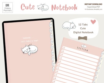 Digital Notebook with 12 Hyperlink Tabs