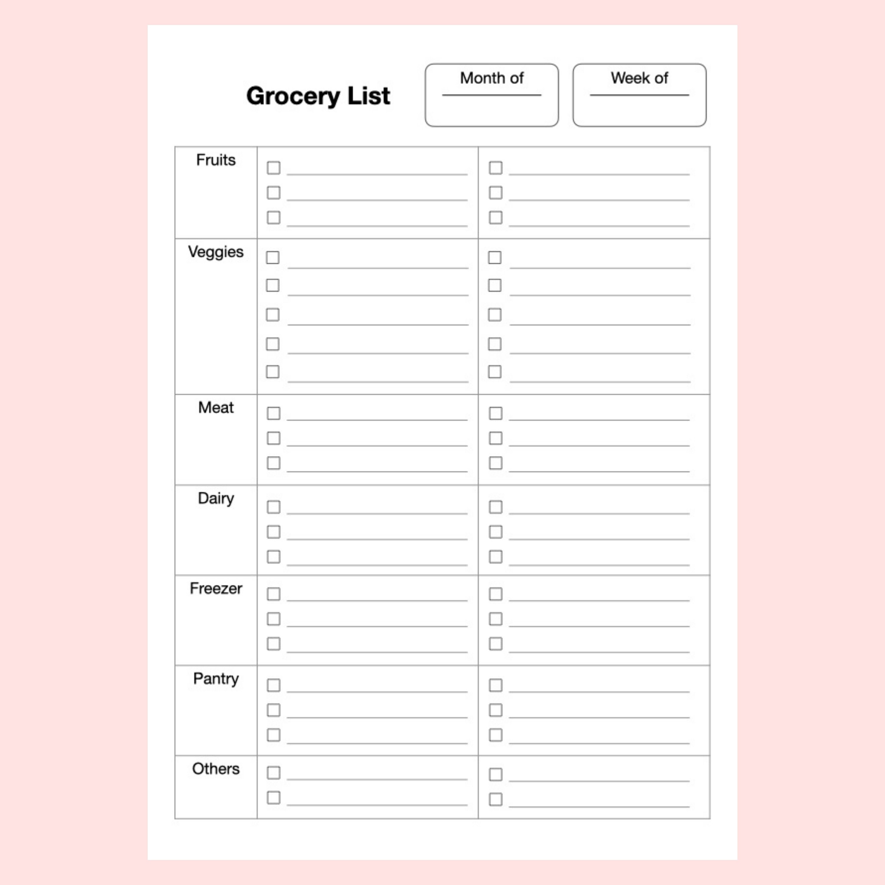 weekly meal planner etsy