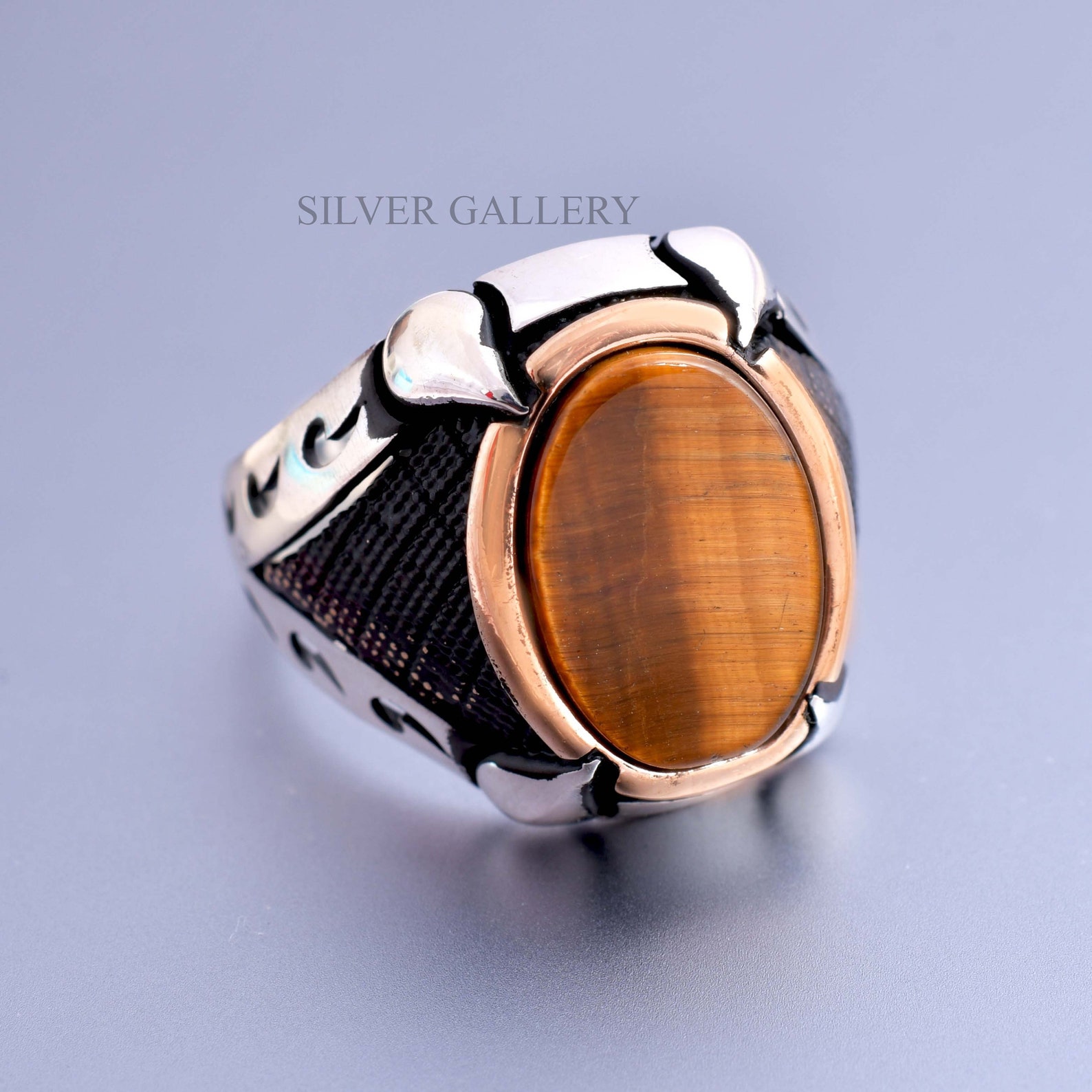 Sterling Silver 925 Handmade Tiger Eye Men's Ring/August | Etsy