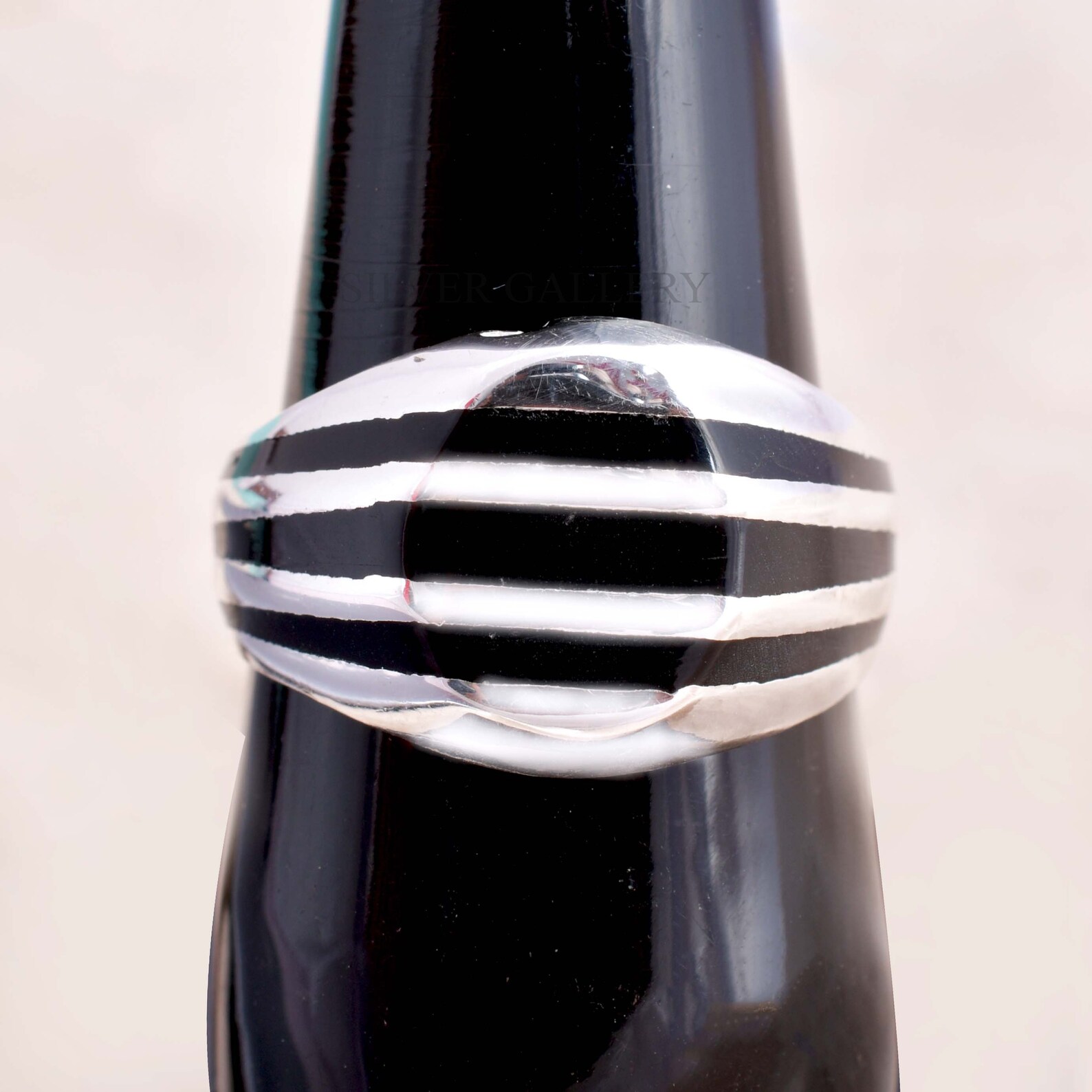 Black Ring 925 Sterling Silver Classic Ring Silver Etsy