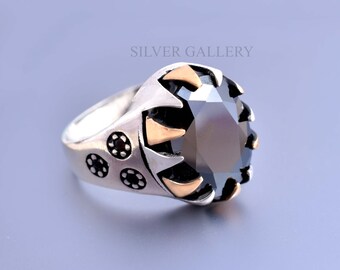 SİMPLE Black Onyx Turkish Jewelry Handmade 925 Sterling Silver Men Ring ALL SİZE