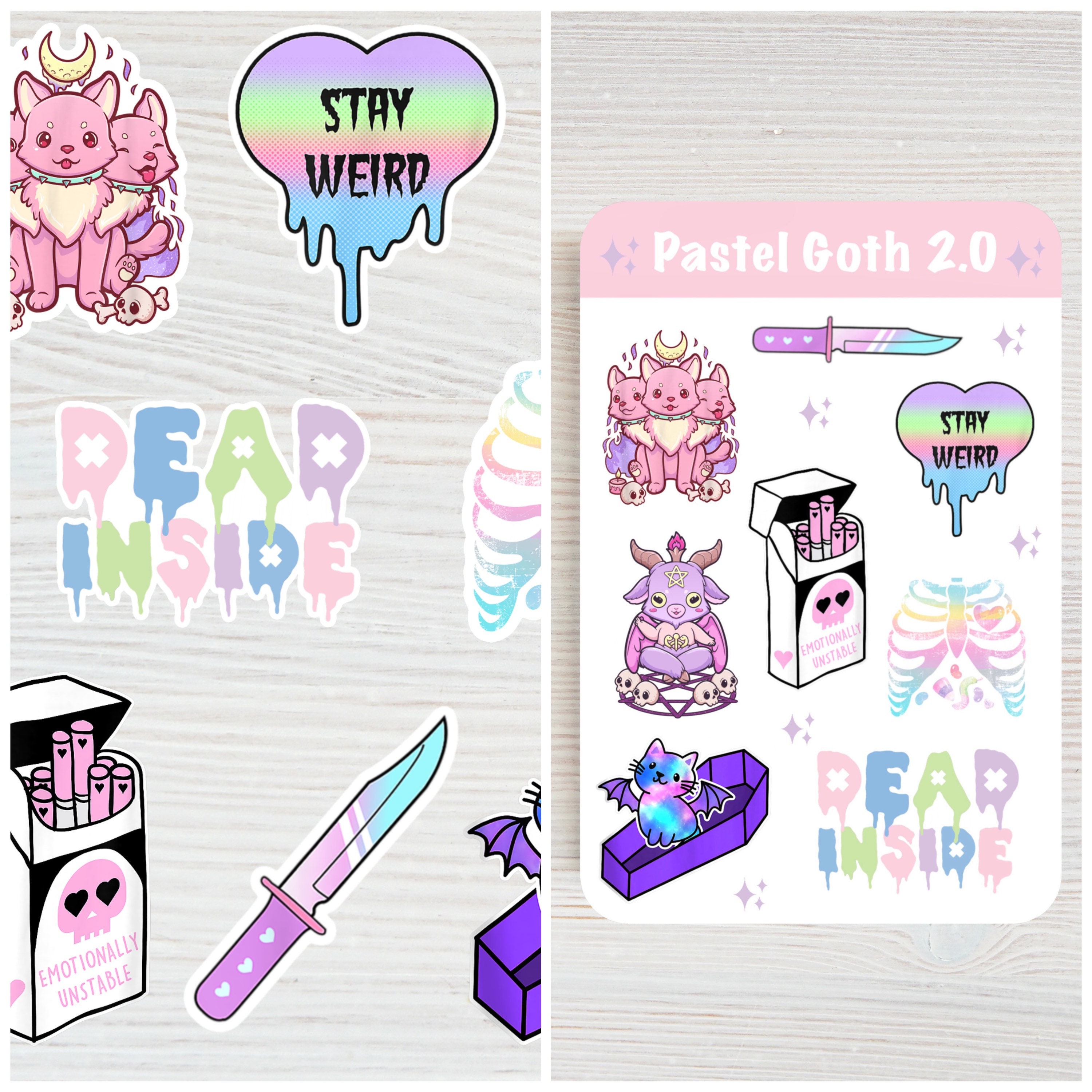 Pastel goth sticker bundle goth stickers kawaii sticker Etsy