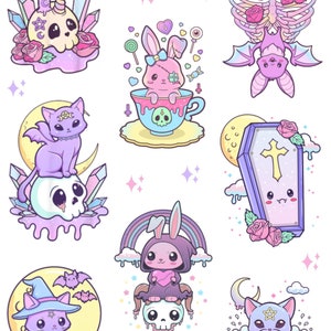 Pastel goth sticker sheet goth stickers kawaii sticker | Etsy