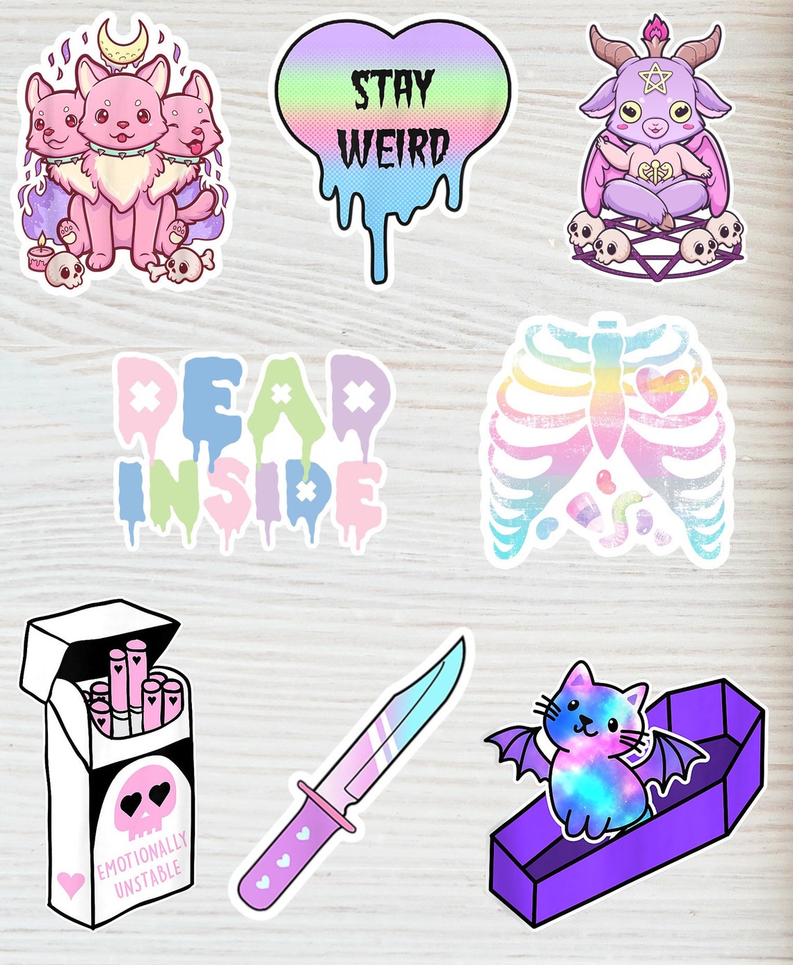 Pastel goth sticker bundle goth stickers kawaii sticker | Etsy