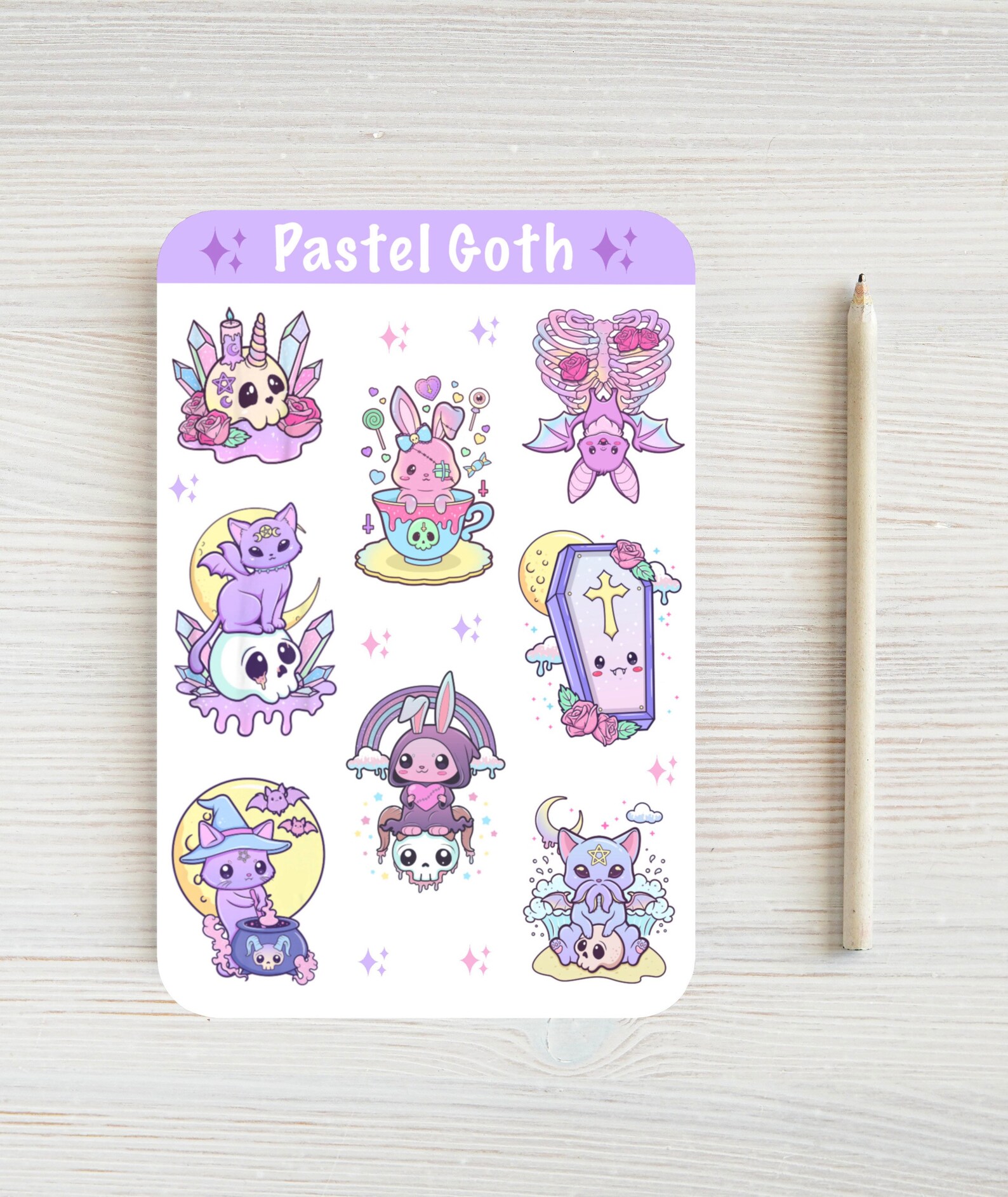 Pastel goth sticker sheet goth stickers kawaii sticker Etsy