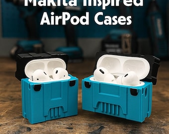 Funda para AirPods inspirada en Makita: Funda protectora impresa en 3D