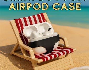 Estuche para AirPods con diseño de Fondo de Bikini y Mini Silla de Playa / El Original / Estuche para AirPods Impreso en 3D