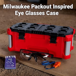 Milwaukee Packout Inspired Glasses Case: 3D Printed Safety Glasses & Ear Plug Storage | Christmas Gift | Milwaukee Tools