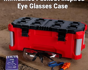 Estuche para gafas inspirado en Milwaukee Packout: Almacenamiento para gafas de seguridad y tapones para los oídos impreso en 3D / Regalo de Navidad / Herramientas Milwaukee