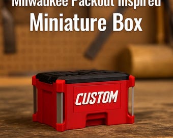 Caja miniatura personalizable: Accesorio de escritorio impreso en 3D inspirado en Milwaukee Packout / Regalo de Navidad / Herramientas Milwaukee