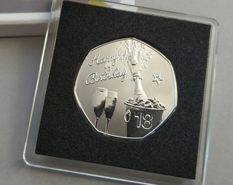 Happy 18th Birthday Gift ( FREE Name Printing On Box ) Commemorative Metal Coin