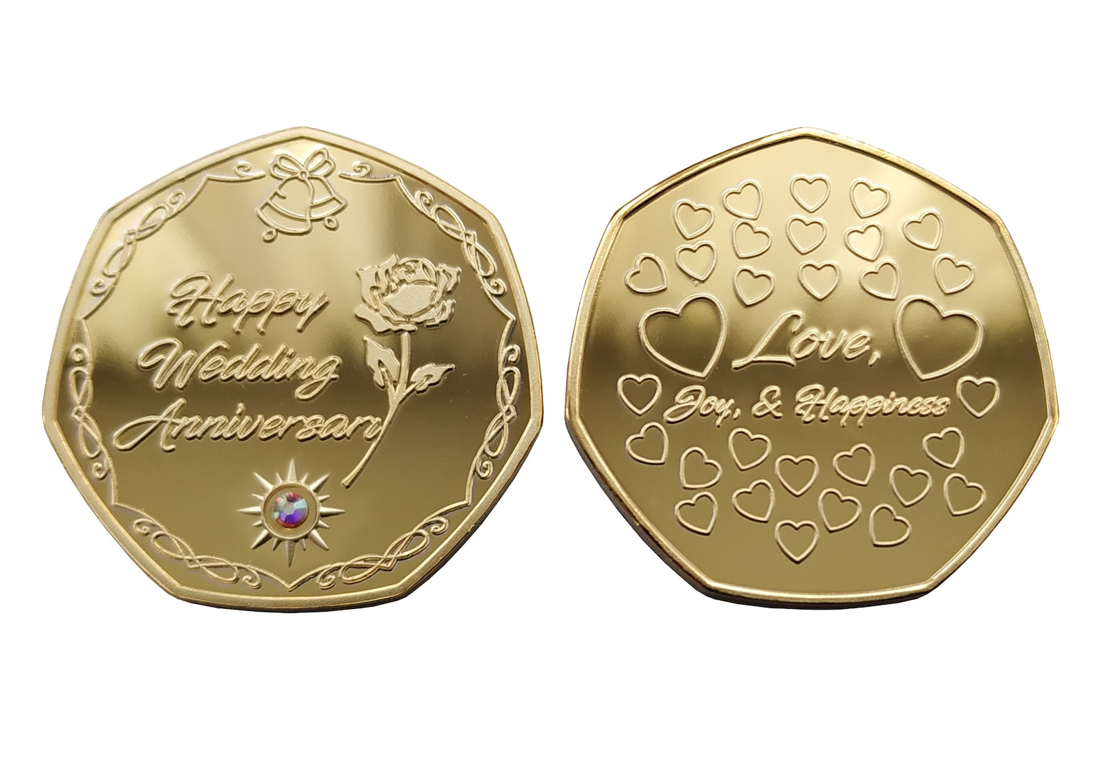 Happy 15th Crystal Wedding Anniversary Gold Plated Etsy