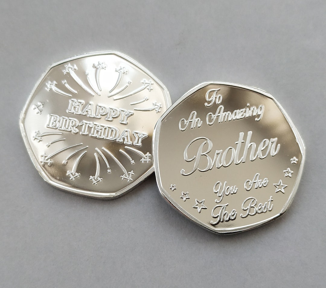 To an Amazing Brother... Happy Birthday Silver Plated Coin - Etsy UK