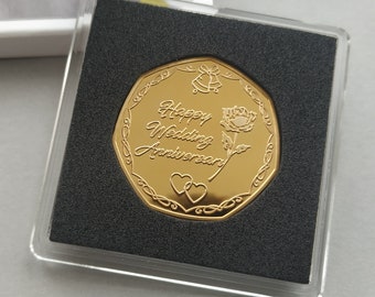 Happy Wedding Anniversary - Gold Plated Commemorative Coin