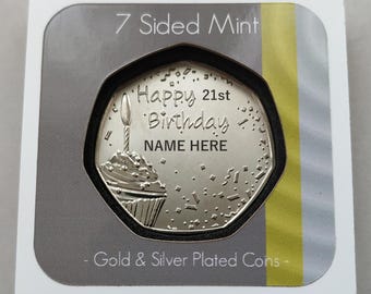 PERSONALISED Happy Birthday Gift ( ANY Bday Number + NAME Laser Etched On The Coin )