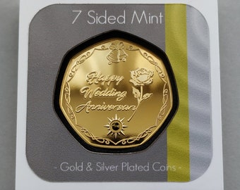 Happy 50th Gold Wedding Anniversary - Gold Plated Commemorative Coin & Swarovski Crystal