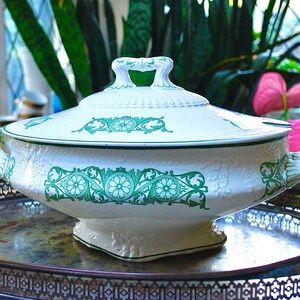 Antique spectacular country tureen with elegant decoration made in France in 1910-20