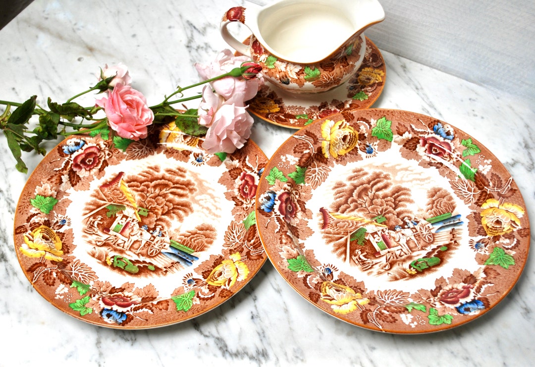 Antique Pair of Large Serving Plates by Wood & Sons With Etsy