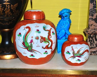 大きな中国磁器の宮廷女性庭園風景蓋付き壺 - Etsy 日本
